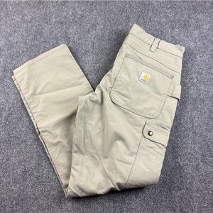 CARHARTT Men’s Khaki Relaxed Fit Rugged Flex Ripstop Cargo Work Pant sz: 32 x 32